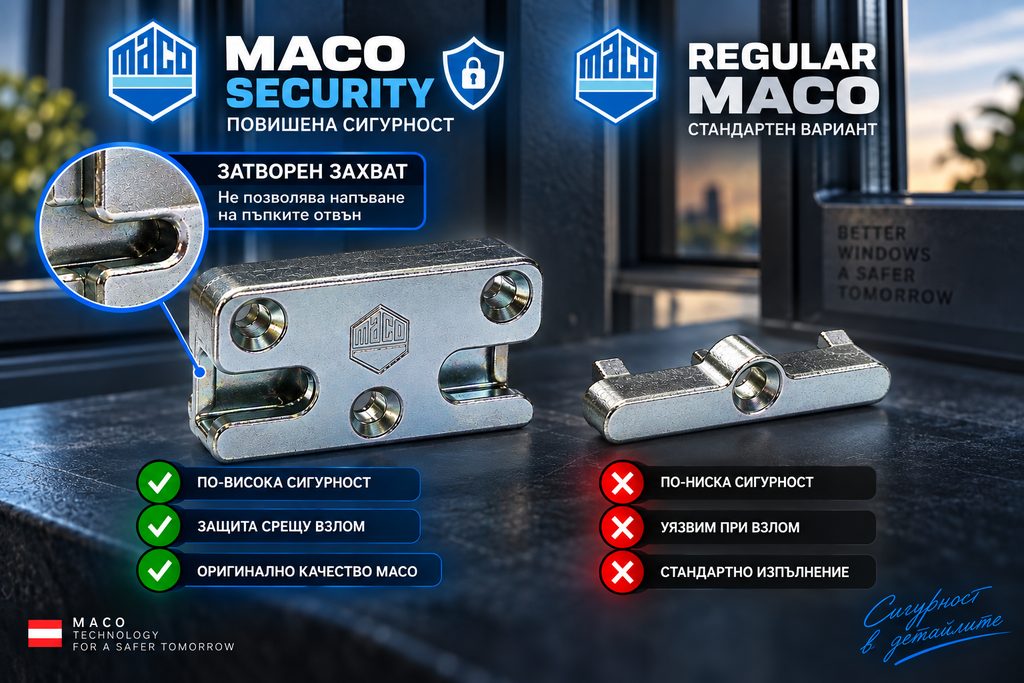 Security насрещник със затворен захват до стандартен насрещник на MACO обков